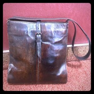 Genuine dark leather hand dyed FOSSIL brand